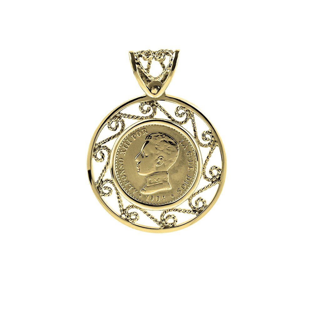 Colgante de moneda de plata 0.50 centimos Alfonso XIII Colgante de moneda de plata 0.50 centimos Alfonso XIII